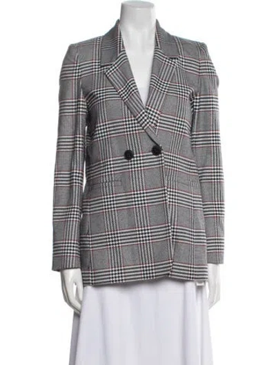 Pre-owned Anine Bing Plaid Print Blazer In Gray