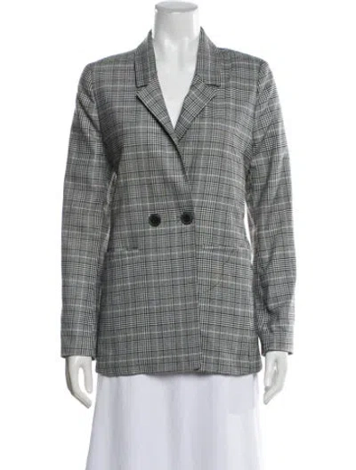 Pre-owned Anine Bing Plaid Print Blazer In Gray