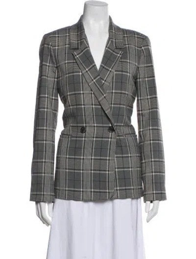 Pre-owned Anine Bing Plaid Print Blazer In Gray