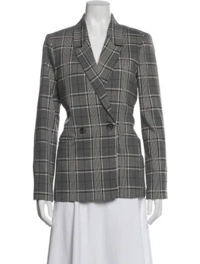 Pre-owned Anine Bing Plaid Print Blazer In Gray