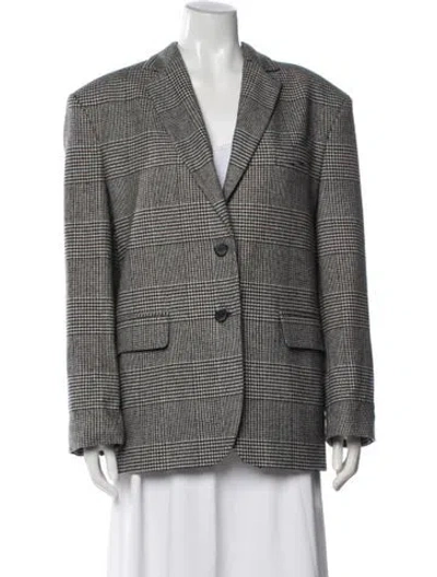 Pre-owned Anine Bing Plaid Print Blazer In Gray