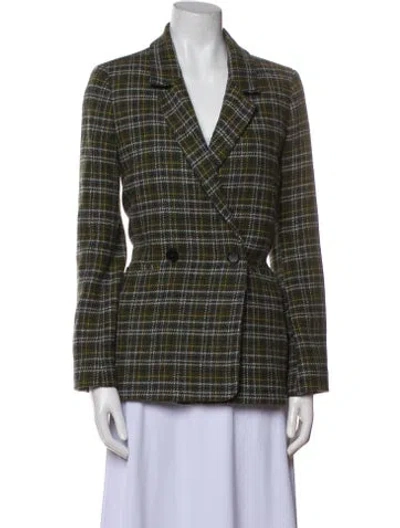 Pre-owned Anine Bing Plaid Print Blazer In Green