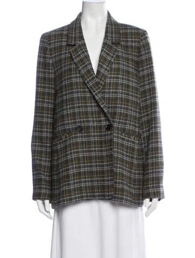 Pre-owned Anine Bing Plaid Print Blazer In Green
