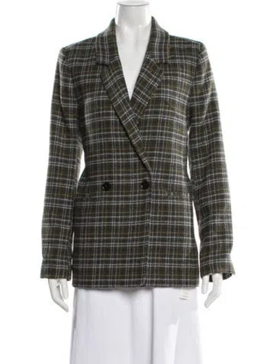 Pre-owned Anine Bing Plaid Print Blazer In Green