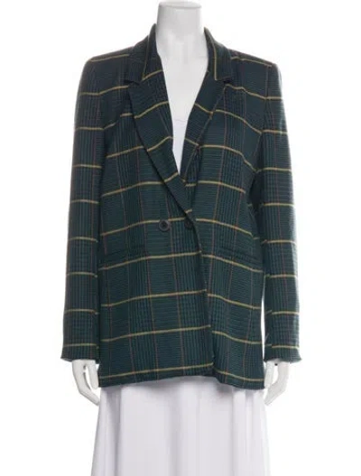 Pre-owned Anine Bing Plaid Print Blazer In Green