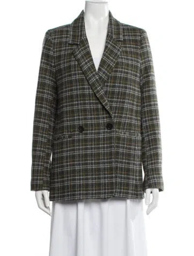 Pre-owned Anine Bing Plaid Print Blazer In Green