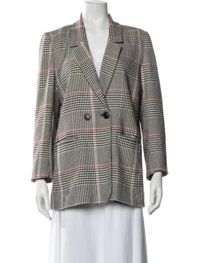 Pre-owned Anine Bing Plaid Print Blazer In Grey