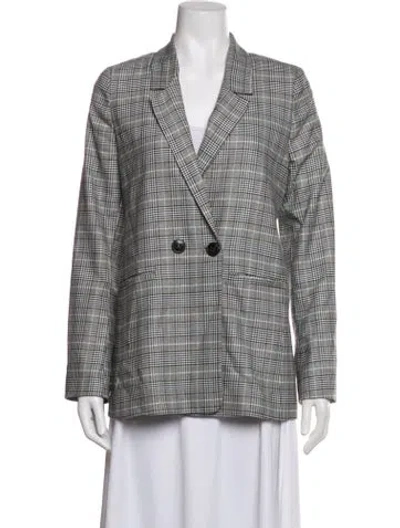Pre-owned Anine Bing Plaid Print Blazer In Grey