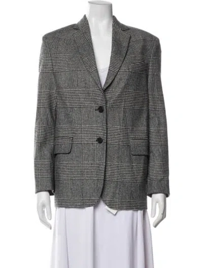 Pre-owned Anine Bing Plaid Print Blazer In Grey
