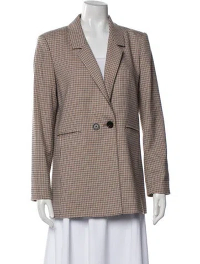 Pre-owned Anine Bing Plaid Print Blazer In Orange