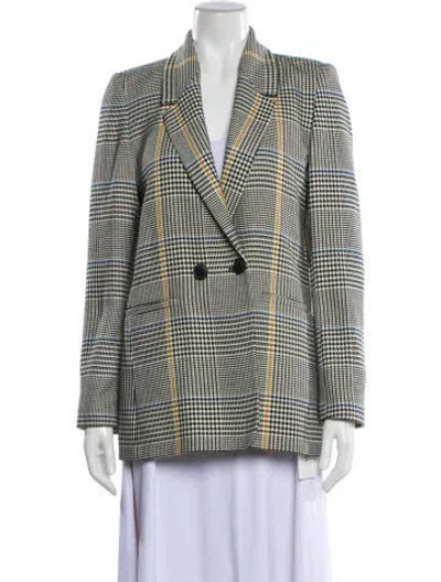 Pre-owned Anine Bing Plaid Print Blazer In White