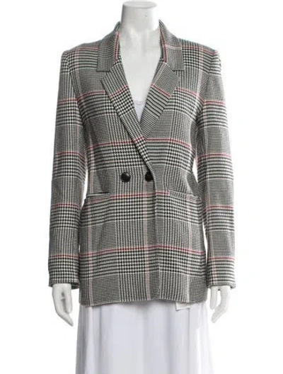 Pre-owned Anine Bing Plaid Print Blazer In White