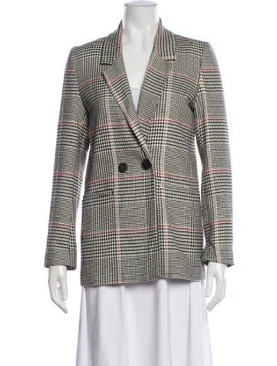 Pre-owned Anine Bing Plaid Print Blazer In White