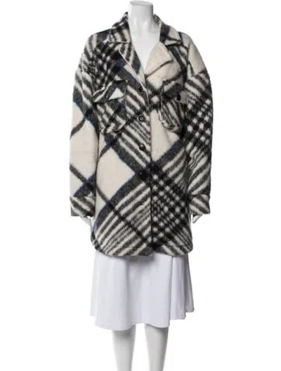Pre-owned Anine Bing Plaid Print Coat In Black/white