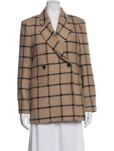 Pre-owned Anine Bing Plaid Print Coat In Brown