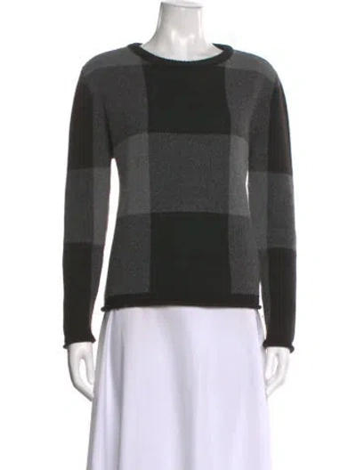 Pre-owned Anine Bing Plaid Print Crew Neck Sweater In Black