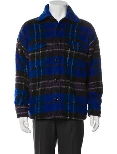 Pre-owned Anine Bing Plaid Print Denim Jacket In Blue