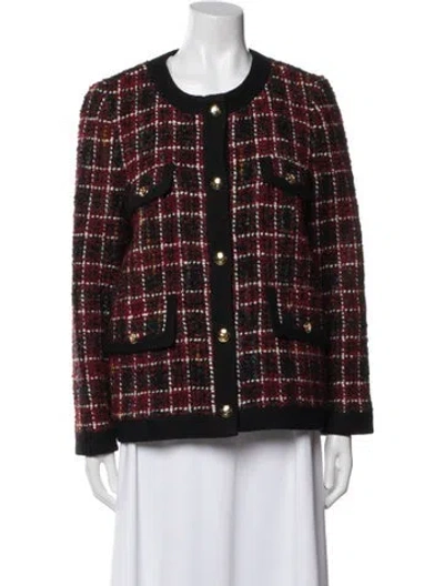 Pre-owned Anine Bing Plaid Print Evening Jacket In Red