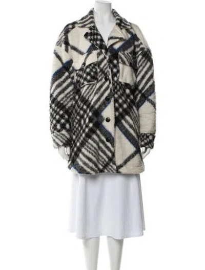 Pre-owned Anine Bing Plaid Print Faux Fur Coat In Neutral