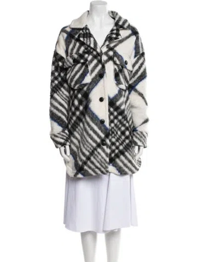 Pre-owned Anine Bing Plaid Print Faux Fur Coat In Neutral