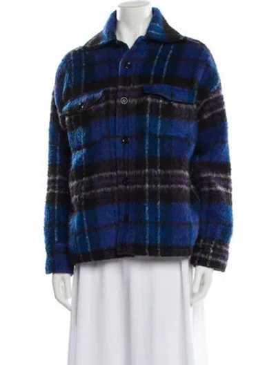 Pre-owned Anine Bing Plaid Print Jacket In Blue