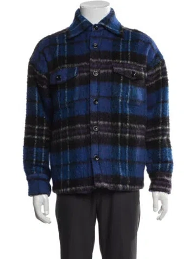 Pre-owned Anine Bing Plaid Print Jacket In Blue