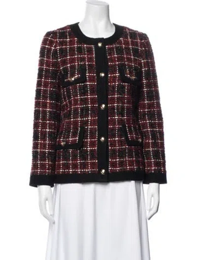 Pre-owned Anine Bing Plaid Print Jacket In Red