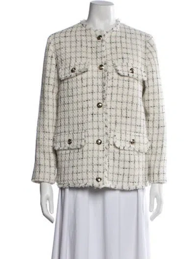 Pre-owned Anine Bing Plaid Print Jacket In White