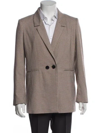 Pre-owned Anine Bing Plaid Print Peacoat In Multi