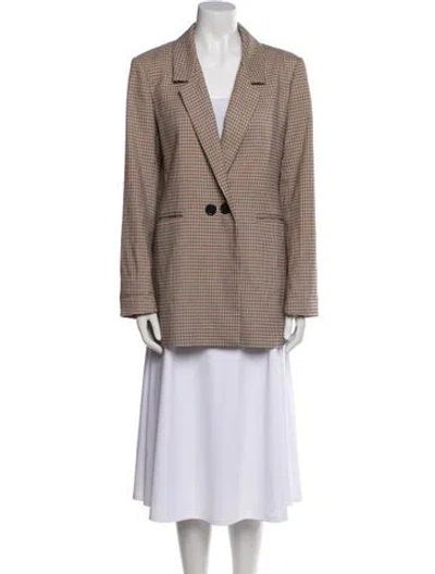 Pre-owned Anine Bing Plaid Print Peacoat In Orange