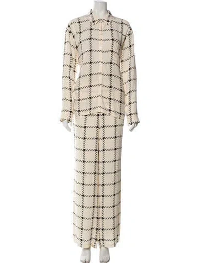 Pre-owned Anine Bing Plaid Print Set W/ Tags In Neutral