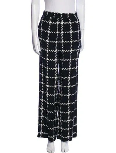 Pre-owned Anine Bing Plaid Print Wide Leg Pants In Black
