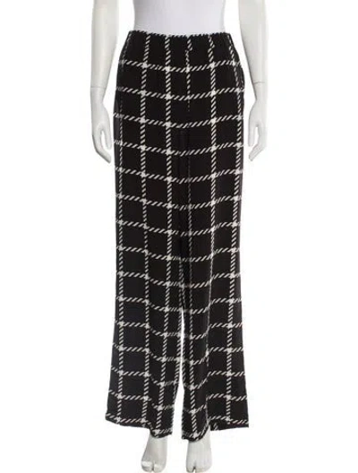 Pre-owned Anine Bing Plaid Print Wide Leg Pants In Black