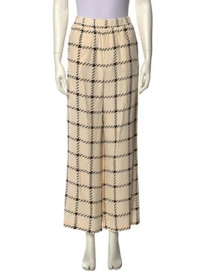 Pre-owned Anine Bing Plaid Print Wide Leg Pants In Neutral