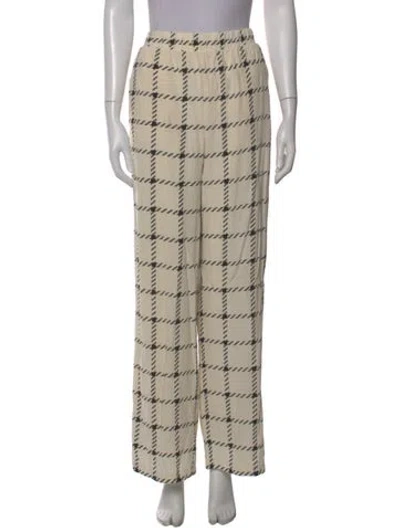 Pre-owned Anine Bing Plaid Print Wide Leg Pants In Neutral
