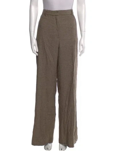 Pre-owned Anine Bing Plaid Print Wide Leg Pants W/ Tags In Neutral