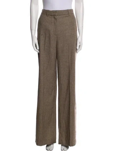 Pre-owned Anine Bing Plaid Print Wide Leg Pants W/ Tags In Neutral