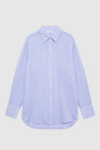 Anine Bing Plaza Shirt - Blue And White Mini Stripe S