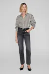 ANINE BING ANINE BING PLAZA SHIRT IN BLACK AND TAN STRIPE