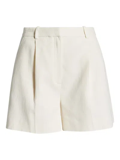 Anine Bing Pleated-front Tailored Shorts In White