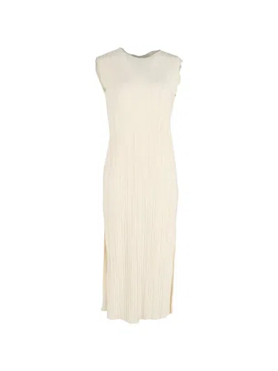 Pre-owned Anine Bing Pleated Midi Dress In Neutral