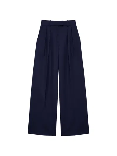Anine Bing Pleated Palazzo Trousers In Blue