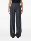Anine Bing Dark Grey Wide-leg Wool Trousers In Gray