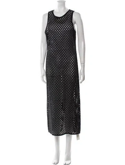 Pre-owned Anine Bing Polka Dot Print Long Dress In Black
