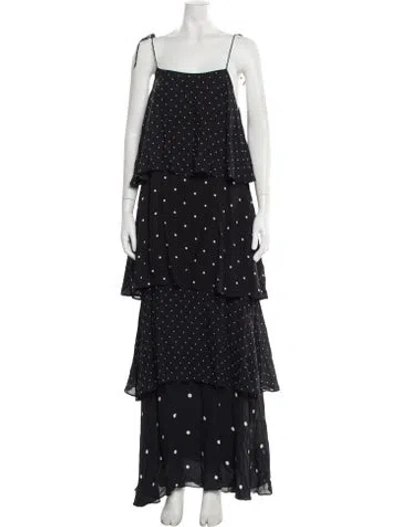 Pre-owned Anine Bing Polka Dot Print Long Dress In Blue