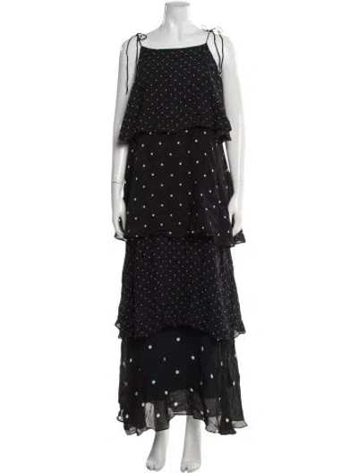 Pre-owned Anine Bing Polka Dot Print Long Dress W/ Tags In Gray