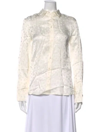 Pre-owned Anine Bing Polka Dot Print Long Sleeve Button-up Top W/ Tags In Neutral