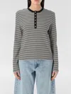 Anine Bing Alessia Long Sleeve Tee In Cream And Black Stripe In Red