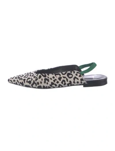 Pre-owned Anine Bing Ponyhair Animal Print Slingback Flats In Blue