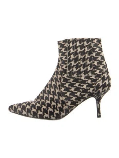 Pre-owned Anine Bing Ponyhair Houndstooth Print Chelsea Boots In Black/white